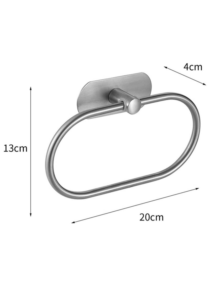 Oasisgalore Stainless Steel Brushed Nickel Adhesive Towel Ring, No-Drill Wall Mount for Kitchen & Bathroom  - Image 5