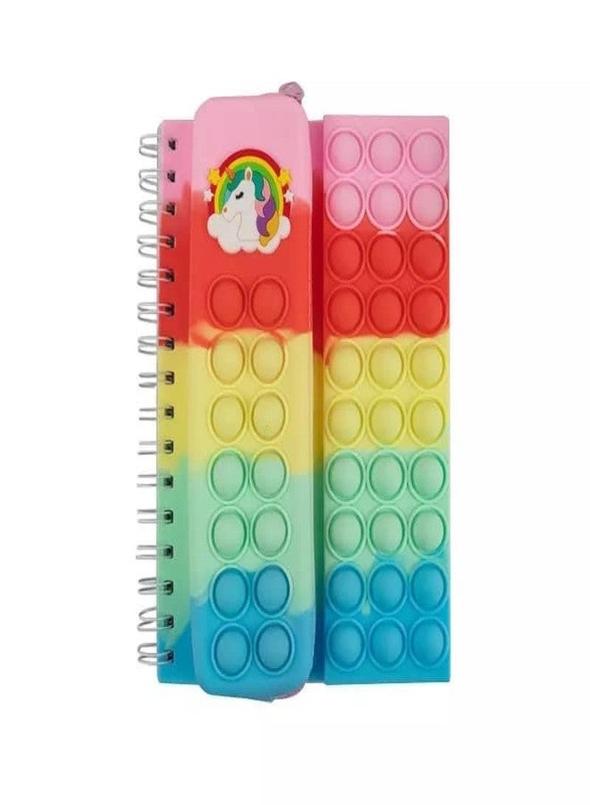 CherryBox Pop it Pencil Case with Diary, Combo of Fidget Popit Pouch & Diary for Kids Pop it Stationery Kit - Stationary Organizer Set/Birthday Return Gifts (Random Colour) (Unicorn) - Image 1