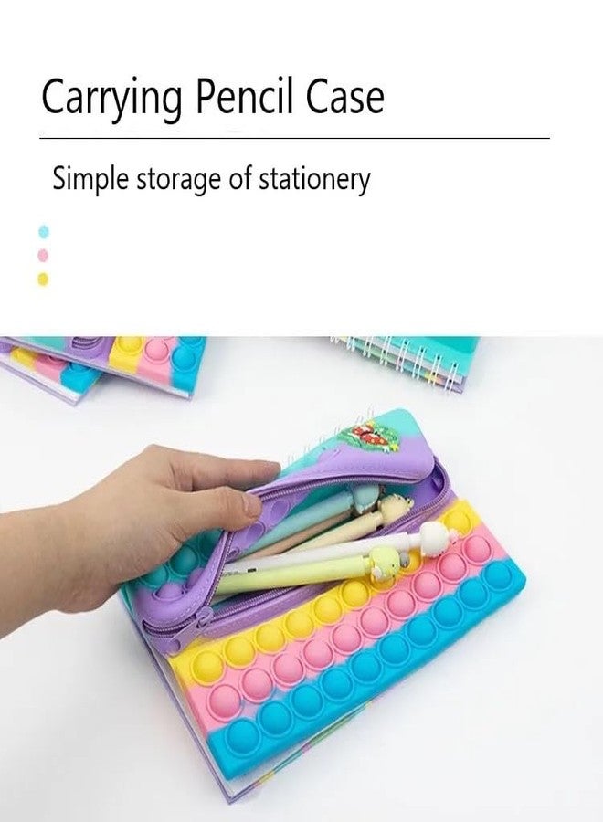 CherryBox Pop it Pencil Case with Diary, Combo of Fidget Popit Pouch & Diary for Kids Pop it Stationery Kit - Stationary Organizer Set/Birthday Return Gifts (Random Colour) (Unicorn) - Image 4