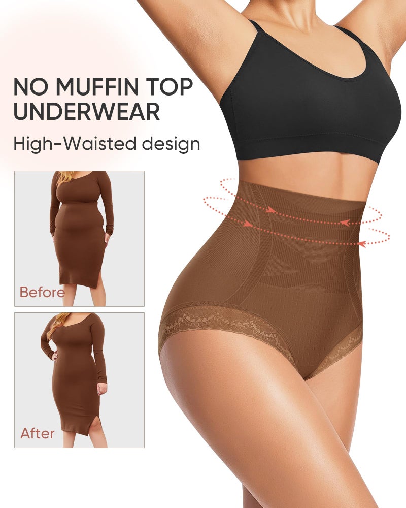 MIOTAN Women's Underwear 4 Pack High Waisted Tummy Control Top Ladies Panties Postpartum Compression Post Partum, M Multicolor - Image 3