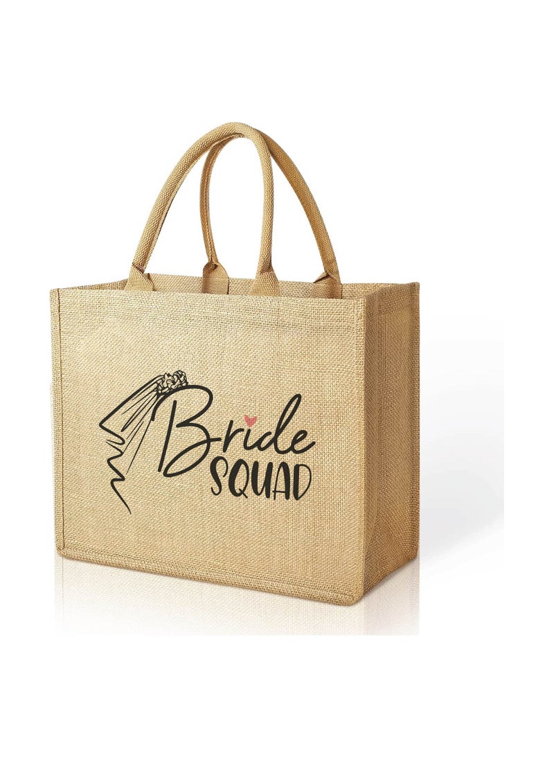 PRINTSHOP4ME Bride Squad Jute Totes for the Perfect Party Favor - Bridesmaids - Besties - Bags for the Perfect Wedding Squad - Gift Set for Bride Squad  - Image 1