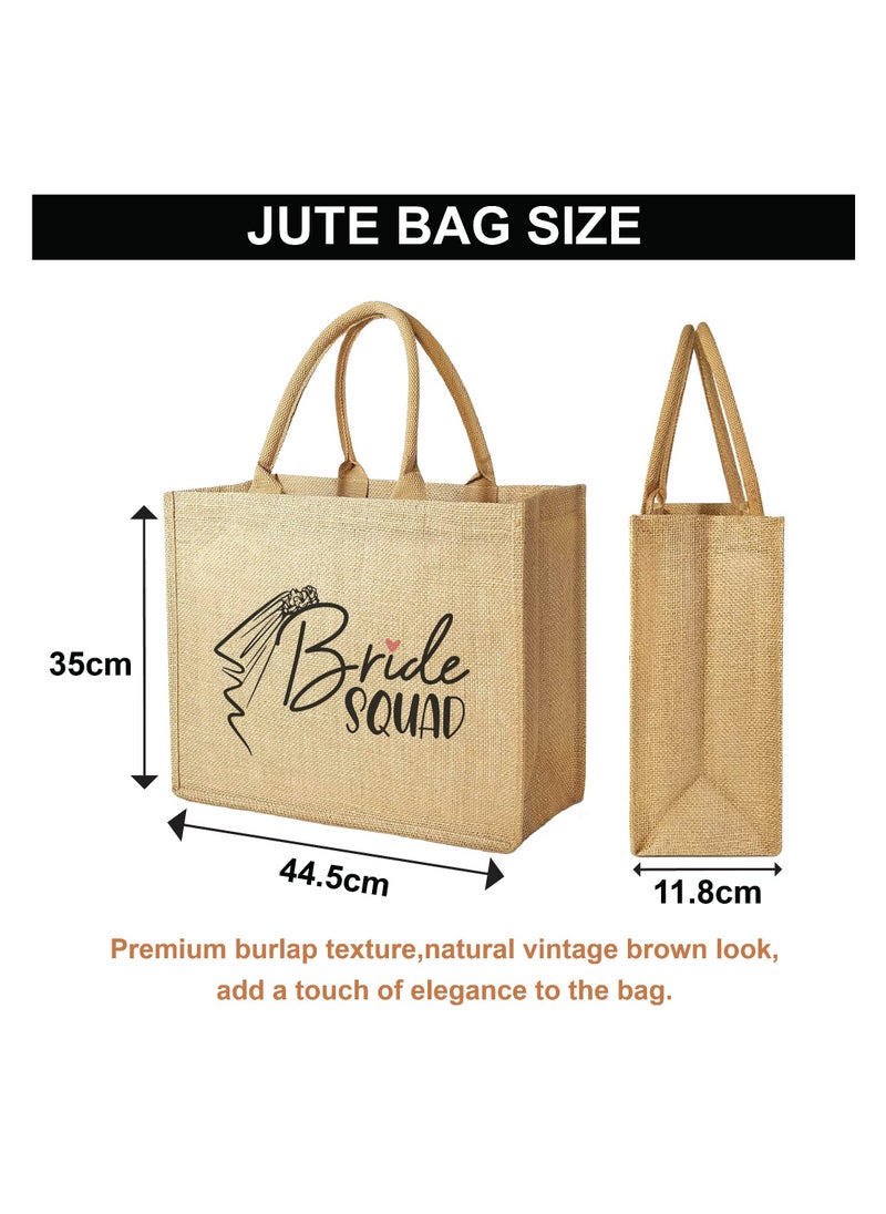 PRINTSHOP4ME Bride Squad Jute Totes for the Perfect Party Favor - Bridesmaids - Besties - Bags for the Perfect Wedding Squad - Gift Set for Bride Squad  - Image 2