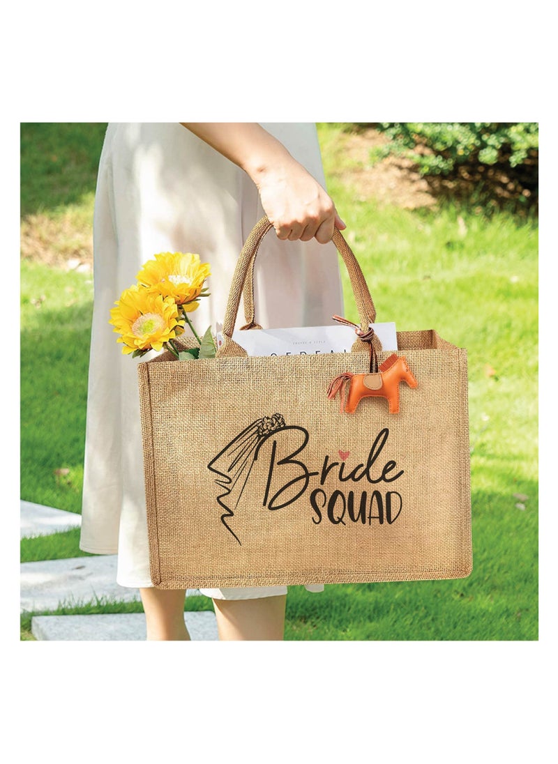 PRINTSHOP4ME Bride Squad Jute Totes for the Perfect Party Favor - Bridesmaids - Besties - Bags for the Perfect Wedding Squad - Gift Set for Bride Squad  - Image 4