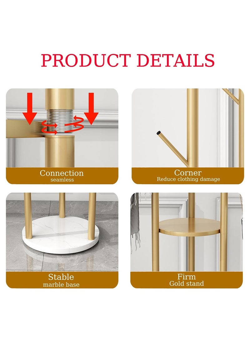 LEOKOR - 9 Hooks Coat Rack, Stylish Freestanding Coat Hanger with Storage and Tree Branch Design, Entryway Coat Rack for Coats, Bags, Hats and Mufflers - Image 1