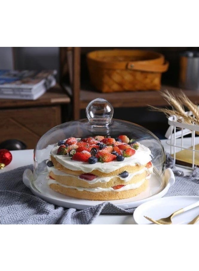 Round glass cake plate with fitted cover, 30 cm, clear and elegant design, ideal for serving and storing cakes and desserts, suitable for daily use and all types of occasions - Image 2