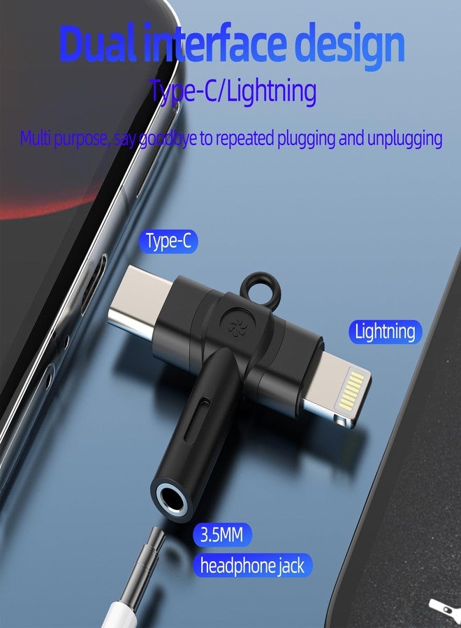 HOYULLI USB C Lightning to 3.5mm Headphone Audio Jack Adapter(2 in 1)for iPhone 16 15 14 AUX Cable Splitter for Apple Compatible for Samsung S25 for iPad Microphone Connector Android Car Auxiliary Accessories - Image 2