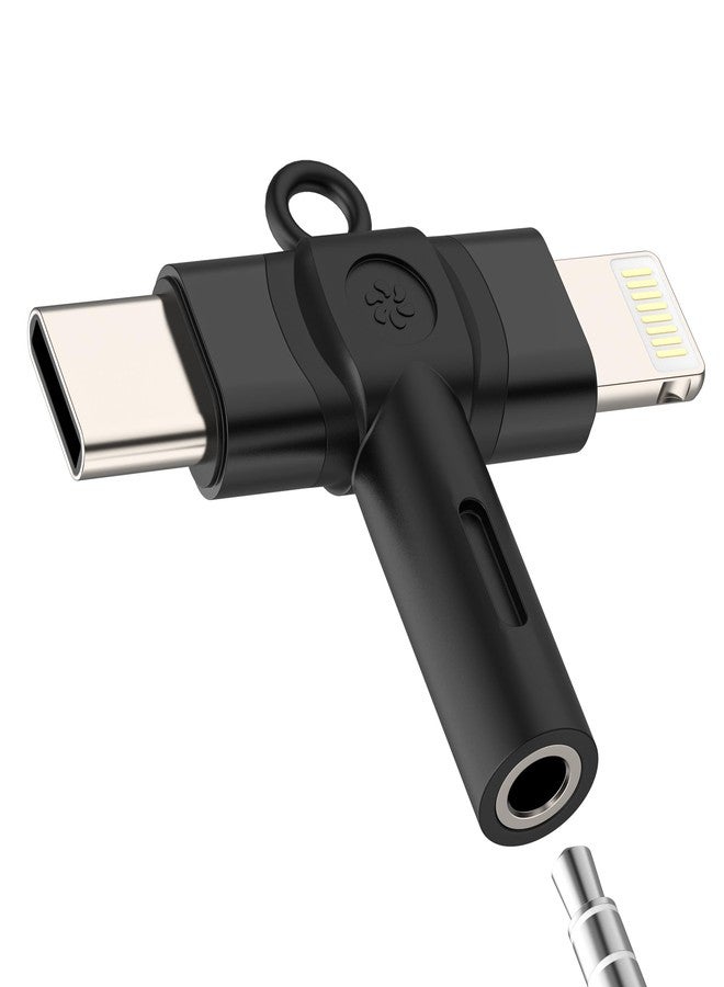 HOYULLI USB C Lightning to 3.5mm Headphone Audio Jack Adapter(2 in 1)for iPhone 16 15 14 AUX Cable Splitter for Apple Compatible for Samsung S25 for iPad Microphone Connector Android Car Auxiliary Accessories - Image 1