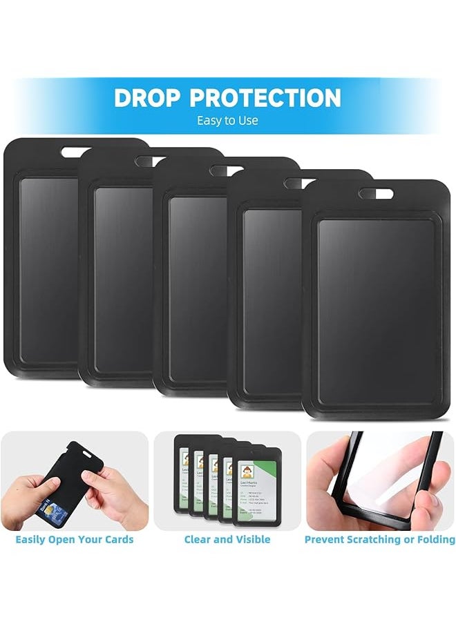 X spring - Sliding Badge Holder 10 Pack Badge Holder For Id Credit Cards Black Id Hard Card Case With Double Sided Windows For Cards Driver'S Licenses And Passes Office And School Proximity Key - Image 1