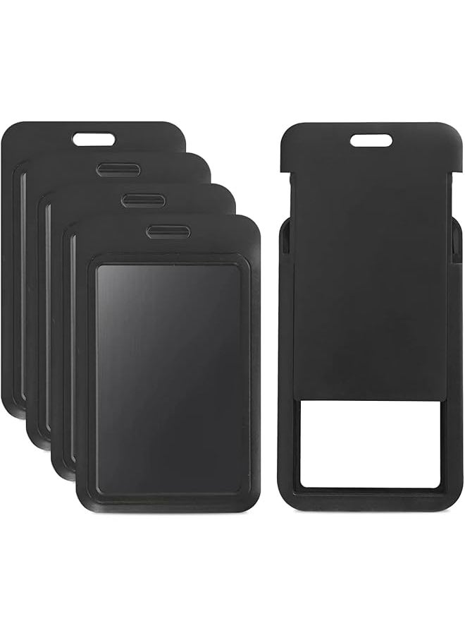 X spring - Sliding Badge Holder 10 Pack Badge Holder For Id Credit Cards Black Id Hard Card Case With Double Sided Windows For Cards Driver'S Licenses And Passes Office And School Proximity Key - Image 1
