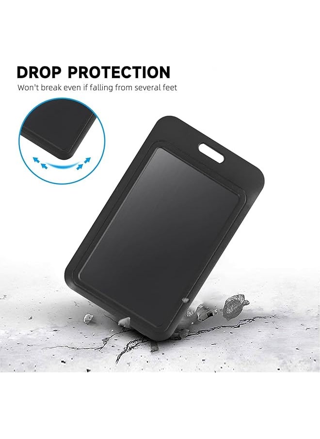 X spring - Sliding Badge Holder 10 Pack Badge Holder For Id Credit Cards Black Id Hard Card Case With Double Sided Windows For Cards Driver'S Licenses And Passes Office And School Proximity Key - Image 1
