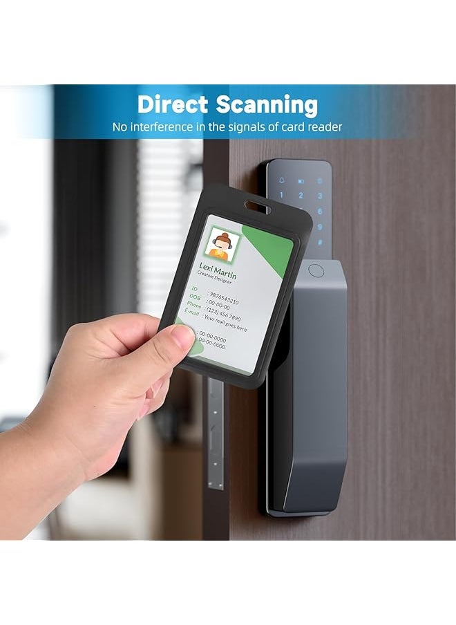 X spring - Sliding Badge Holder 10 Pack Badge Holder For Id Credit Cards Black Id Hard Card Case With Double Sided Windows For Cards Driver'S Licenses And Passes Office And School Proximity Key - Image 1