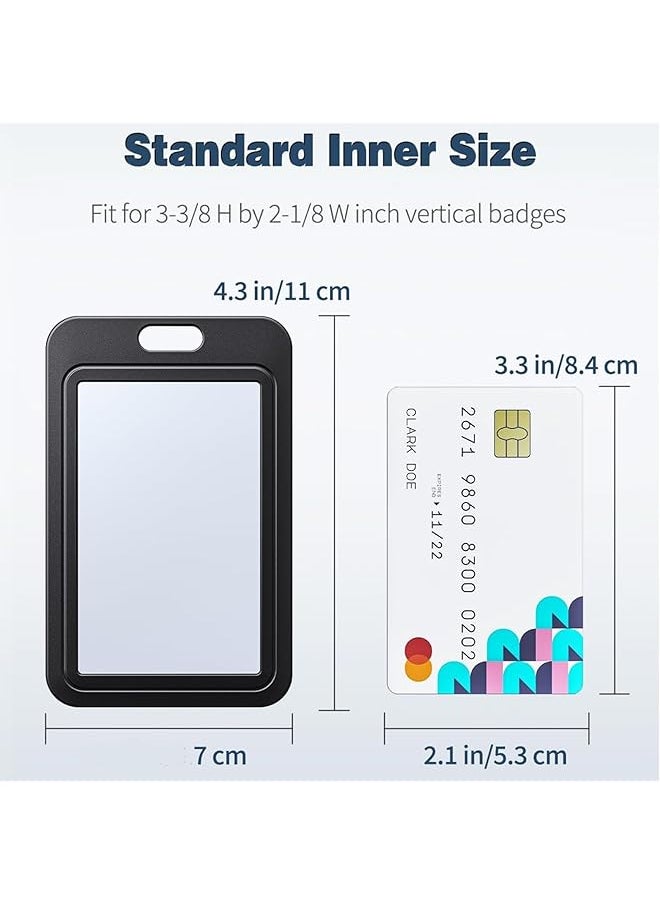X spring - Sliding Badge Holder 10 Pack Badge Holder For Id Credit Cards Black Id Hard Card Case With Double Sided Windows For Cards Driver'S Licenses And Passes Office And School Proximity Key - Image 1