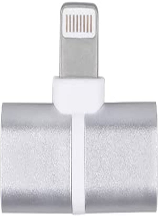 OR - Lightning Extender For iPhone7/7 Plus/8/X/XS/XR/XS Plus Dual Lightning Headphone Adapter Splitter - Sliver - Image 1