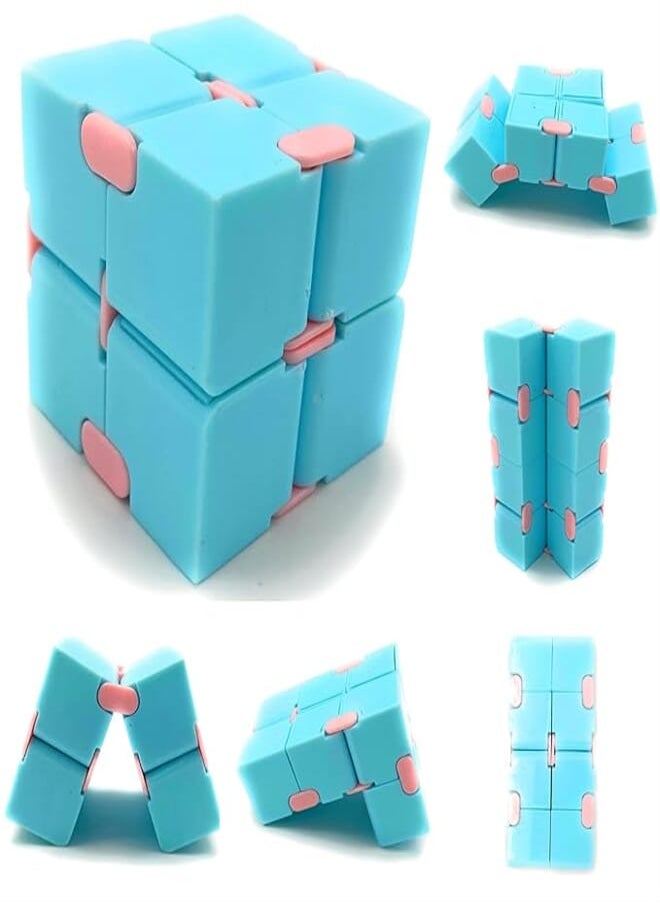 Infinity cube fidget toy for kids and adults, relieve stress & anxiety cool hand mini toy, kill time toys infinite cube sky blue 
