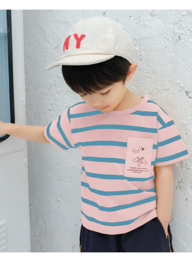 HOT Selling】men's Sleeve T-shirt Summer Kids Striped Cotton Tee For Boys And Girls Toddler To Big Kids Half Sleeve - Image 1