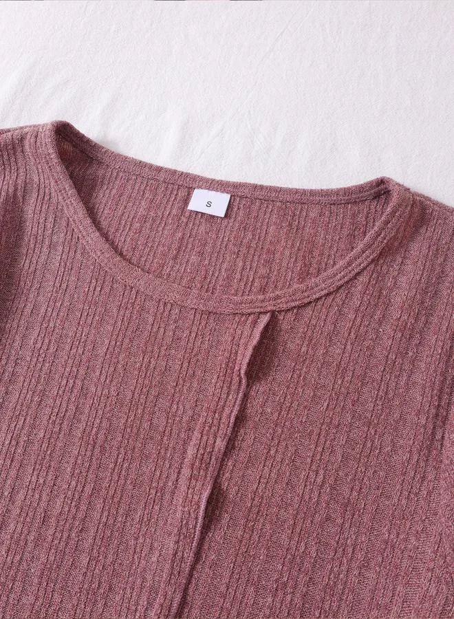 Take Two Textured Asymmetric Hem Top and Ruffle Hem Pyjama Set