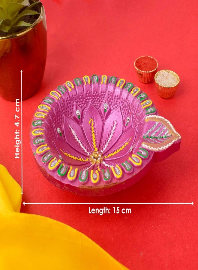 SATVIK STORE SATVIK Colored Clay Akhand Diya Handcrafted Earthen Diya in Vibrant Colors - Durable Clay Oil Lamp for Diwali & Home Decor - Image 3