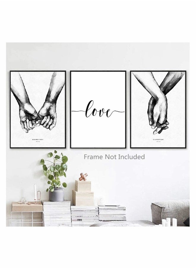 Generic - Pinky Promise, Holding Hands Minimalist Abstract Line Drawing Art, Black and White Wall Art For Bedroom and Home Decor, Modern Boho Art Print Poster 8x10 Unframed Set of 4 Prints - Image 1
