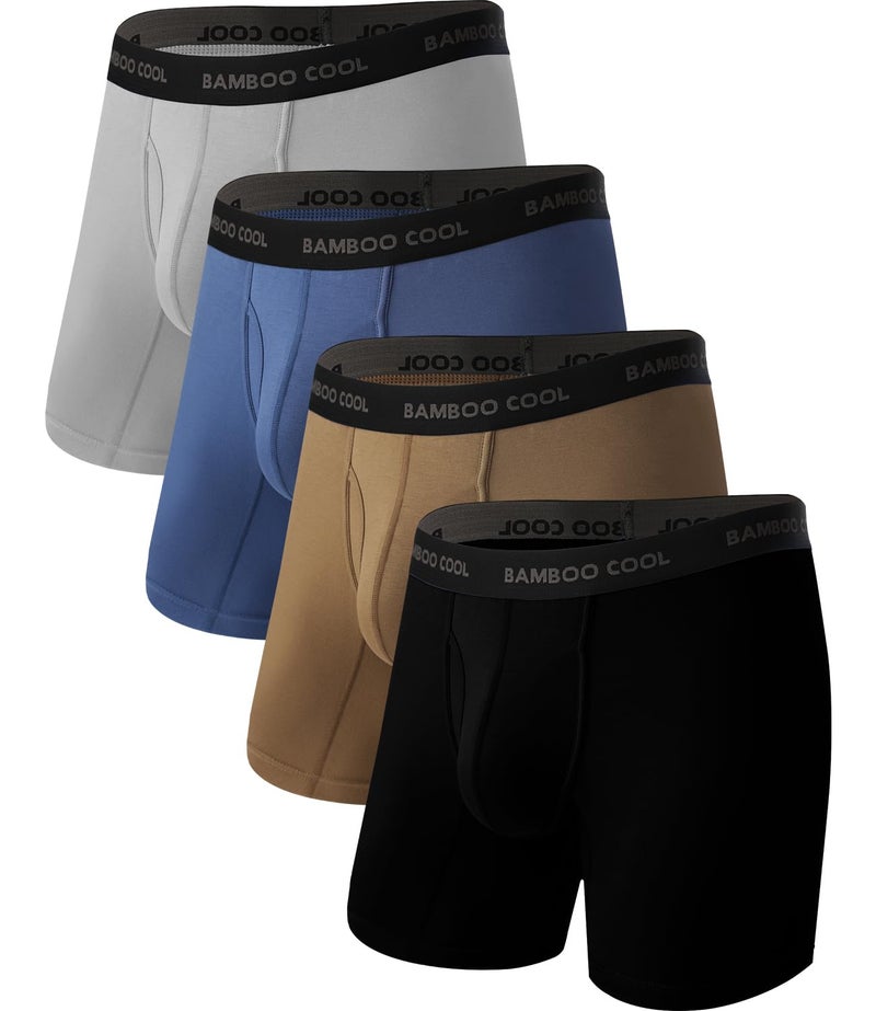 BAMBOO COOL Men's Ultra Breathable Underwear,No Riding Up Boxer Briefs with ComfortFlexible Waistband,Multipack - Image 1