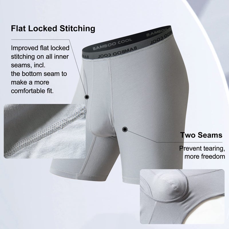 BAMBOO COOL Men's Ultra Breathable Underwear,No Riding Up Boxer Briefs with ComfortFlexible Waistband,Multipack - Image 3