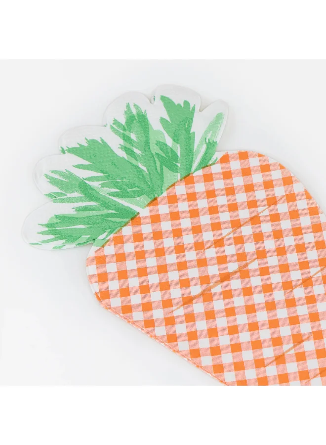 Meri Meri  Gingham Carrot Napkins - Pack of 16 3-Ply Paper Napkins with Stylish Carrot Gingham Design, Playful Easter Table Decoration for Parties, Spring Gatherings and Festive Meals  | Best Price UAE