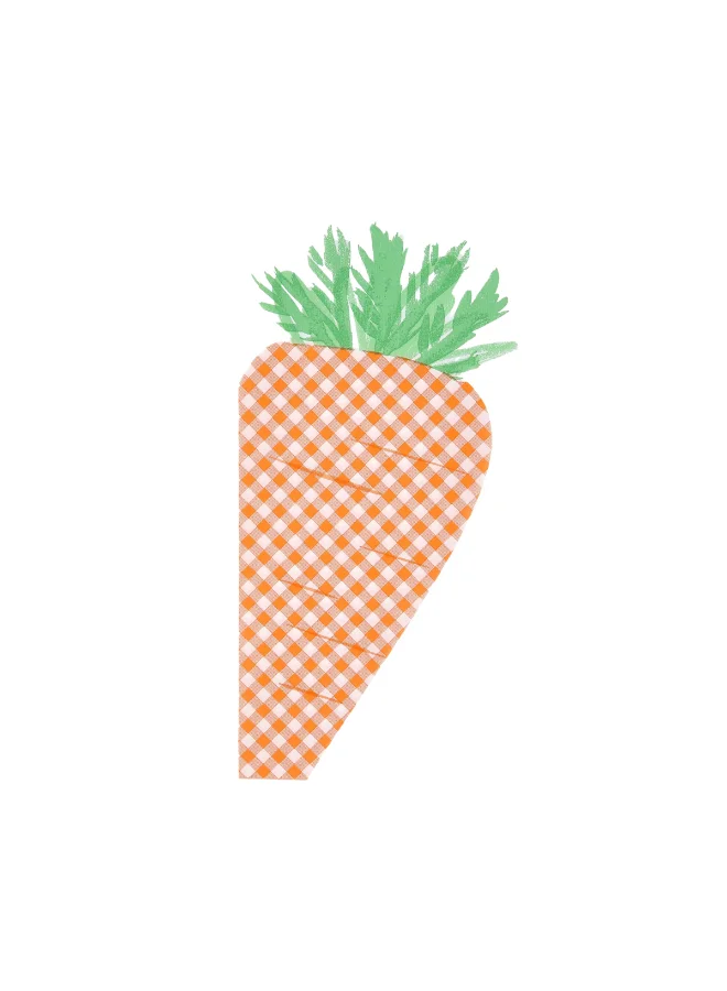 Gingham Carrot Napkins - Pack of 16 3-Ply Paper Napkins with Stylish Carrot Gingham Design, Playful Easter Table Decoration for Parties, Spring Gatherings and Festive Meals