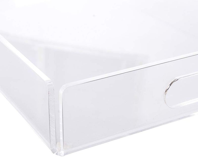 MAONAME e world unbox happiness Clear Acrylic Tray with Handles, Set of 2, Decorative Serving Tray for Coffee Table, Tea, Storage | 15.2" X 11" X 2" Rectangular - Image 3