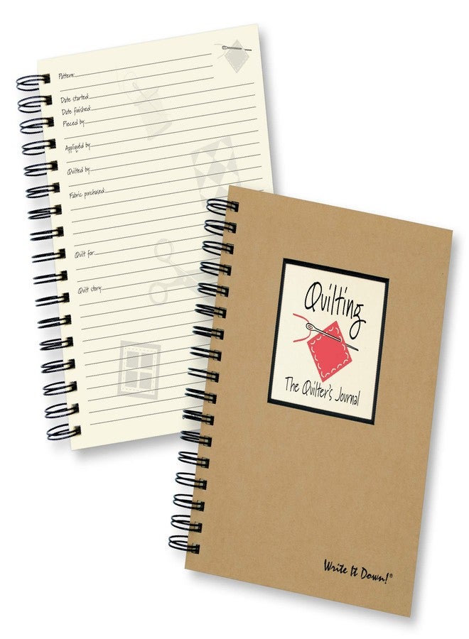 Write it Down series by Journals Unlimited, Guided Journal, Quilting, The Quilters Journal, Full-size 7.5"x 9", Kraft Hard Cover, Made in USA - Image 1