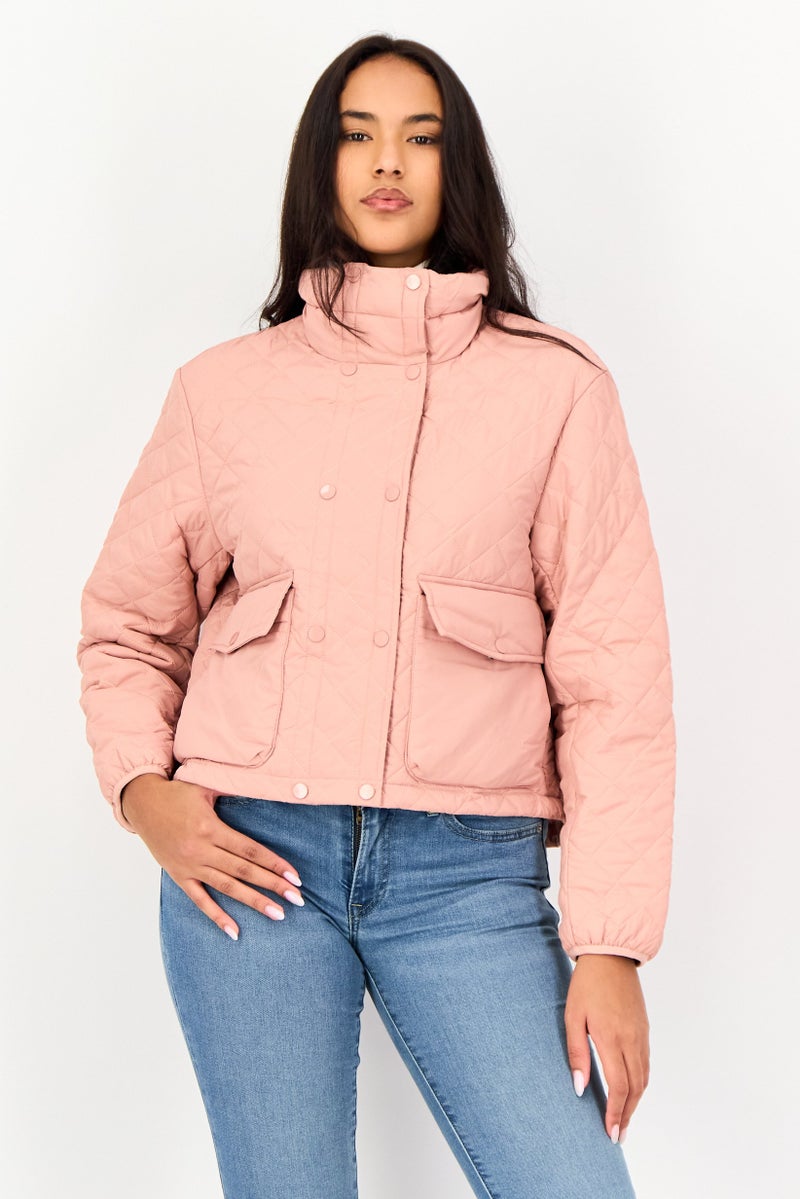 Andrew Marc Women Quilted Puffer Jacket, Coral Pink - Image 1