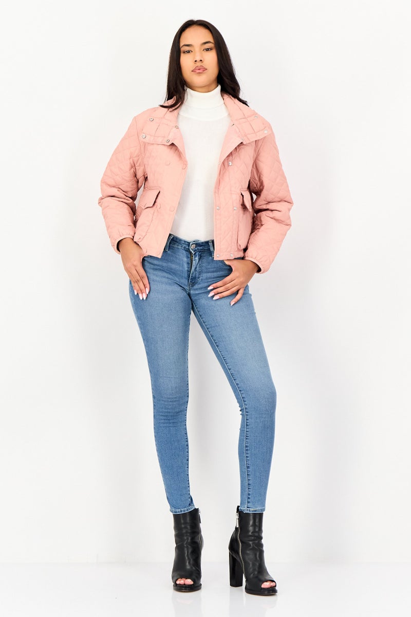 Andrew Marc Women Quilted Puffer Jacket, Coral Pink - Image 4