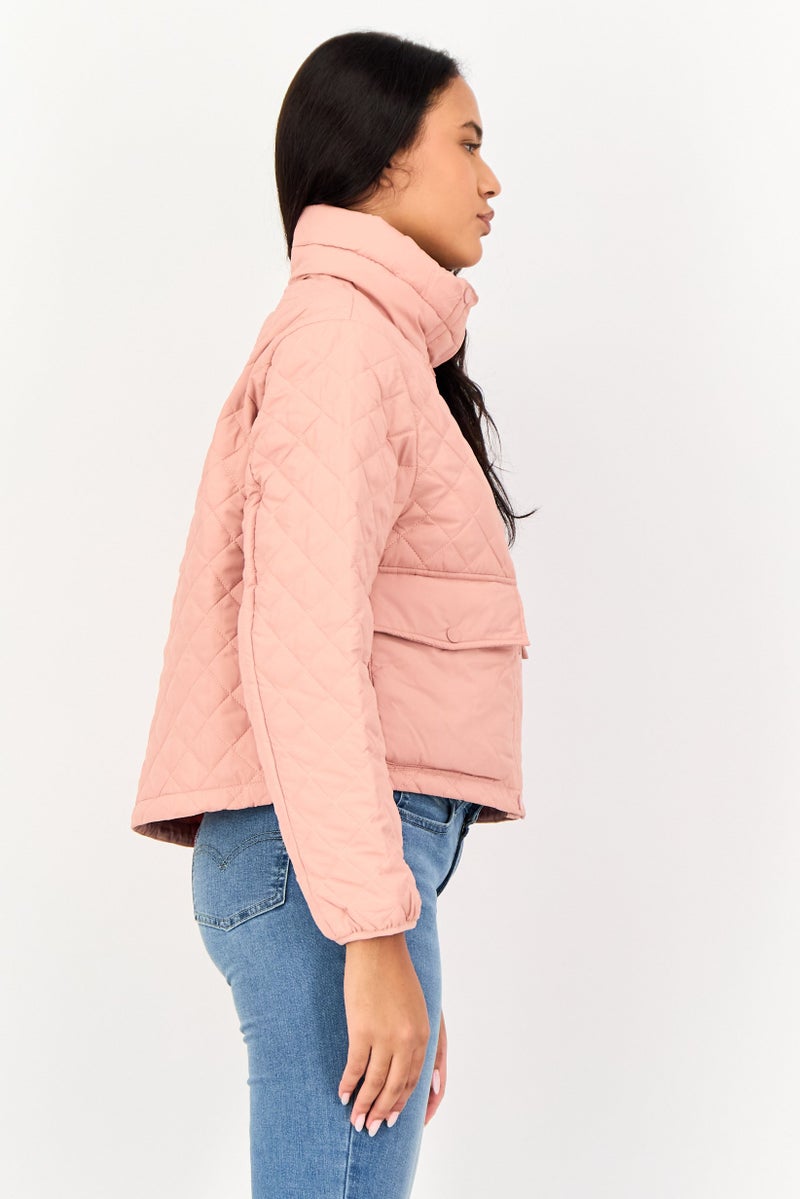 Andrew Marc Women Quilted Puffer Jacket, Coral Pink - Image 3