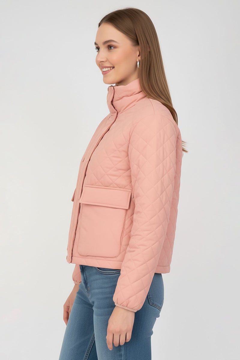 Andrew Marc Women Quilted Puffer Jacket, Coral Pink - Image 3