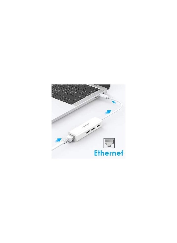 Lention LENTION USB C to 3 USB 2.0 Ports Hub with RJ45 Ethernet LAN Adapter Compatible 2023-2016 MacBook Pro 13/15/16, New Mac Air, MacBook 12, Surface Pro 7/Book 2/Go, Chromebook, More (CB-UC2.0, White)  - Image 4