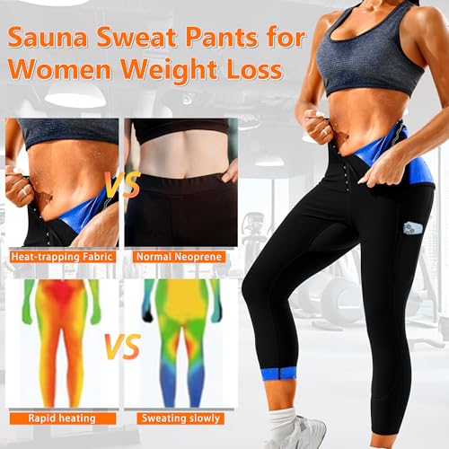 DYUAI Sauna Sweat Pants for Women High Workout Waist Compression Slimming Leggings(BH70063-01-L) - Image 4