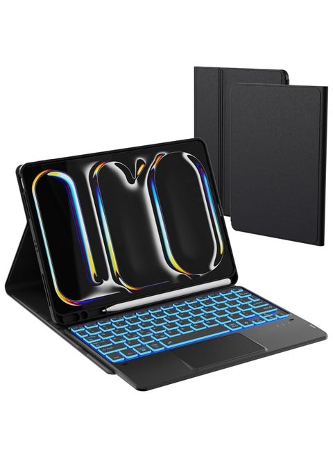 Keyboard Case with Touchpad for Apple iPad Pro 11" M4 2024 Builtin Pen Holder Black
