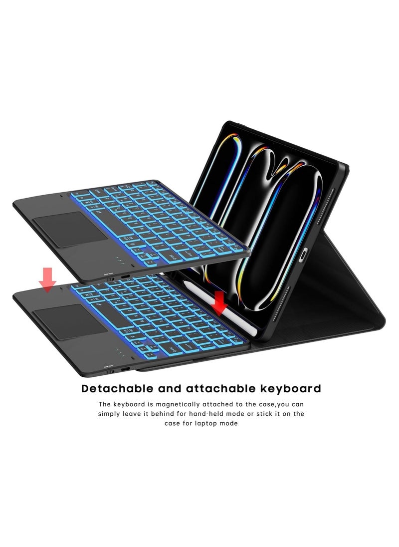 TWEGGON Keyboard Case with Touchpad for Apple iPad Pro 11" M4 2024 Builtin Pen Holder Black  - Image 3
