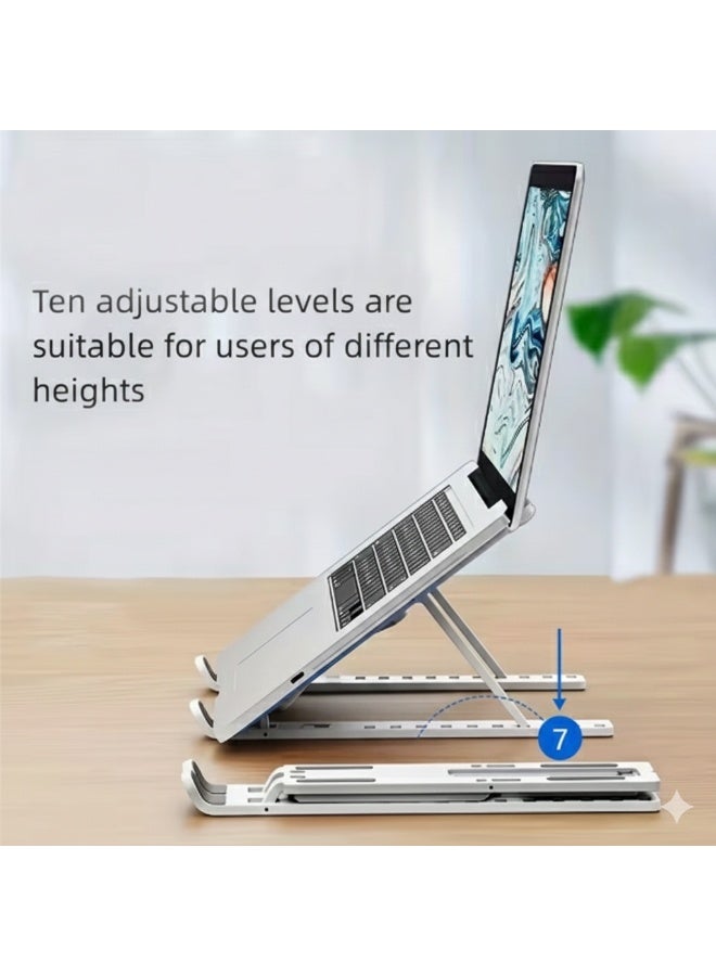Laptop Stand Ergonomic Adjustable Metal- Foldable Portable Desk Mount with Sturdy Metal Frame for Home Office, Durable Lightweight Design for Improved Posture & Comfort, Laptop Stand for Desk - Image 4