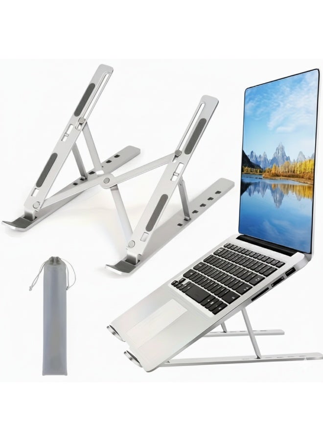 Laptop Stand Ergonomic Adjustable Metal- Foldable Portable Desk Mount with Sturdy Metal Frame for Home Office, Durable Lightweight Design for Improved Posture & Comfort, Laptop Stand for Desk - Image 5