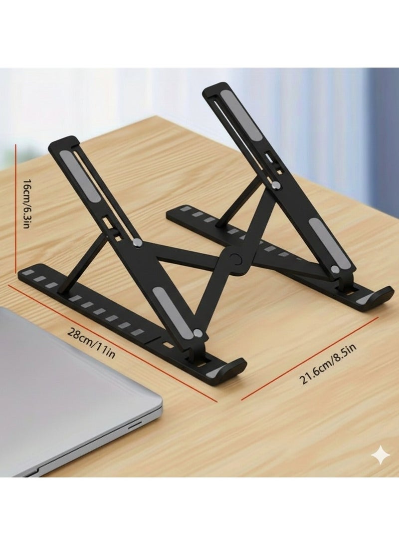 Laptop Stand Ergonomic Adjustable Metal- Foldable Portable Desk Mount with Sturdy Metal Frame for Home Office, Durable Lightweight Design for Improved Posture & Comfort, Laptop Stand for Desk - Image 1