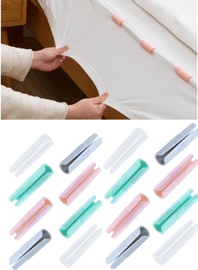 Pack of 16 slip-resistant sheet securing accessories ideal for mattresses, sofas, and bedding with easy lock system to hold fabrics firm, ensuring tidiness in multiple colors - Image 1