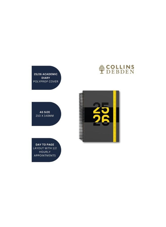 Collins Collins A5 Delta 14 Month Mid/Academic Year Planner, July 2025-August 2026 -Day-to-Page Appointments Diary, A5 Wiro Bound Cover, Blue  - Image 3