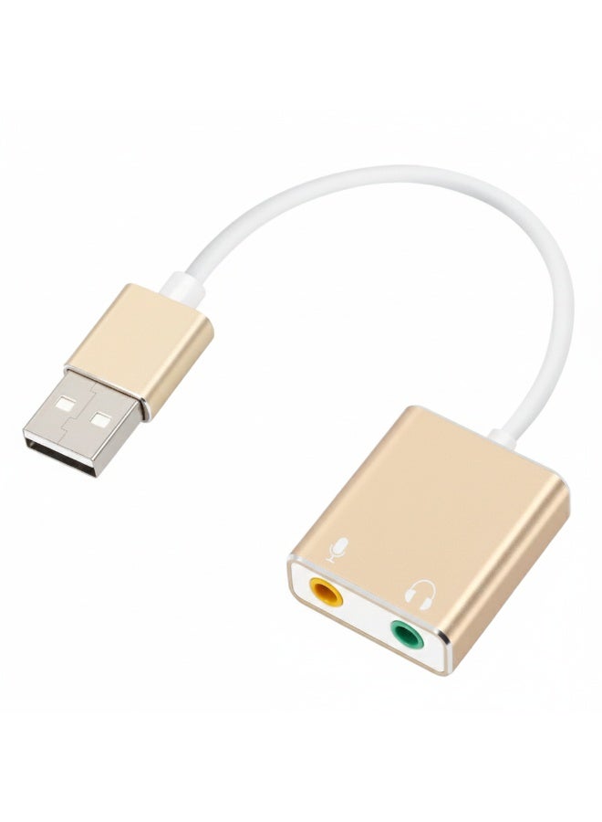 USB to Dual 35mm Audio Jack Adapter Gold Plated External Sound Card with Microphone and Headphone Ports Compatible with PC Laptop PS4 Windows Mac Linux Plug and Play Noise Reduction Audio Interface - Image 1