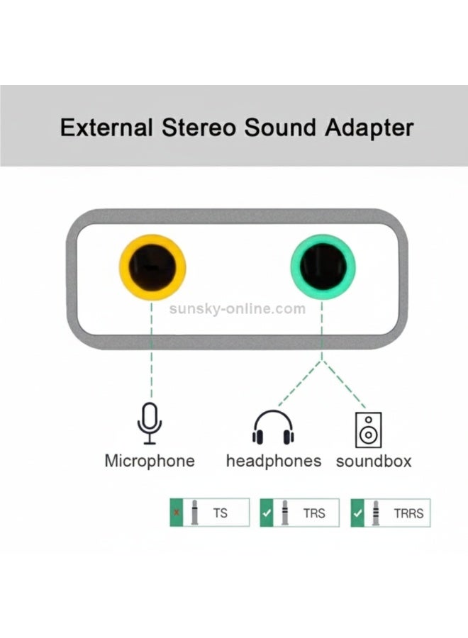 USB to Dual 35mm Audio Jack Adapter Gold Plated External Sound Card with Microphone and Headphone Ports Compatible with PC Laptop PS4 Windows Mac Linux Plug and Play Noise Reduction Audio Interface - Image 2