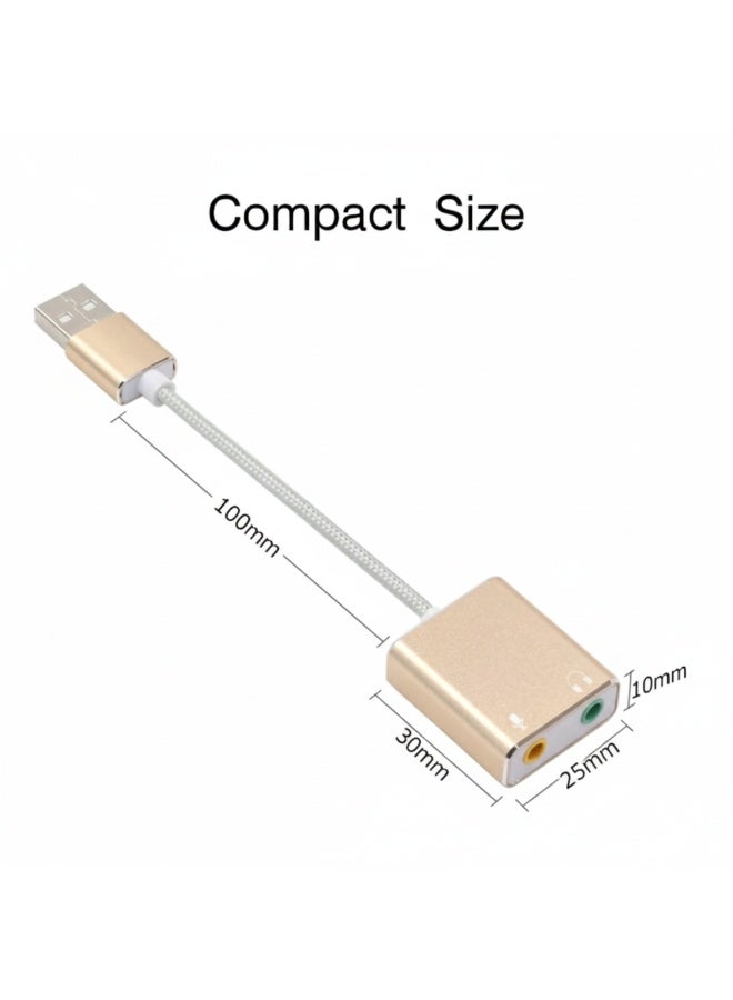 USB to Dual 35mm Audio Jack Adapter Gold Plated External Sound Card with Microphone and Headphone Ports Compatible with PC Laptop PS4 Windows Mac Linux Plug and Play Noise Reduction Audio Interface - Image 4