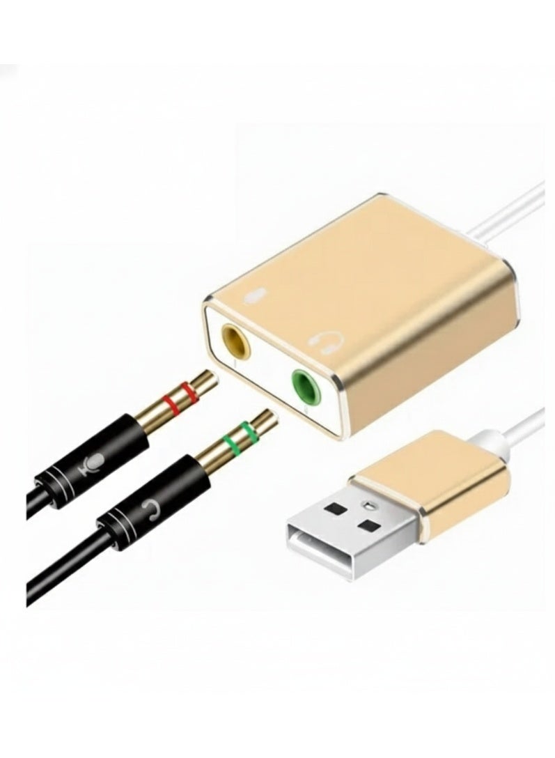 USB to Dual 35mm Audio Jack Adapter Gold Plated External Sound Card with Microphone and Headphone Ports Compatible with PC Laptop PS4 Windows Mac Linux Plug and Play Noise Reduction Audio Interface - Image 5