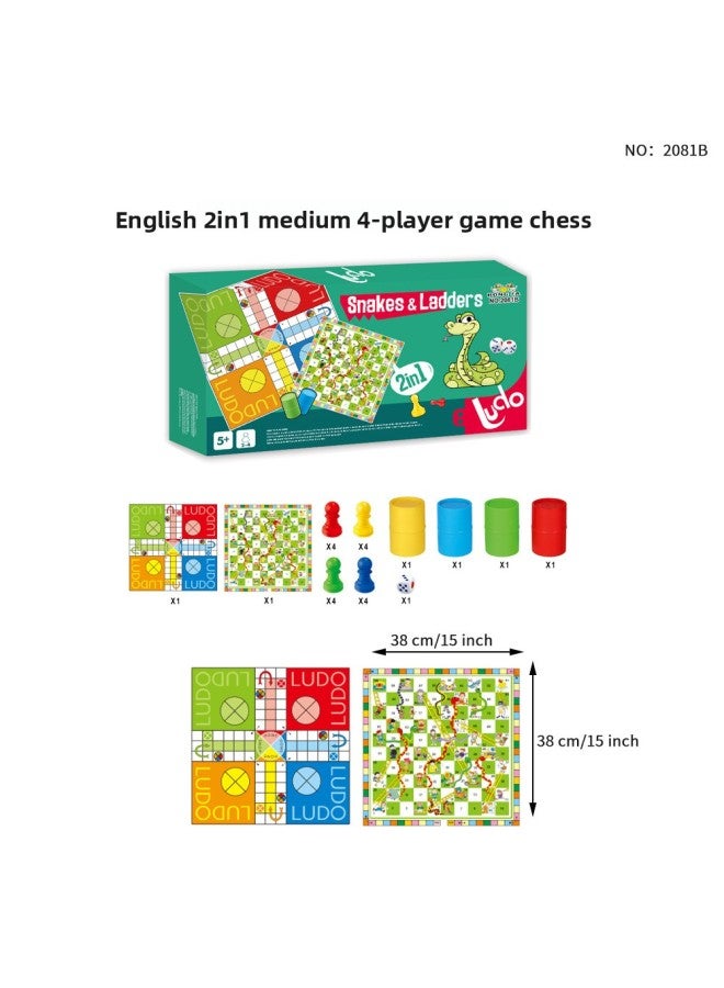 Cross-border Factory Wholesale 2in1 Snake Ladder Chess Flying Chess Arabic Game Chess Multiplayer Game Educational Toys Parent-child