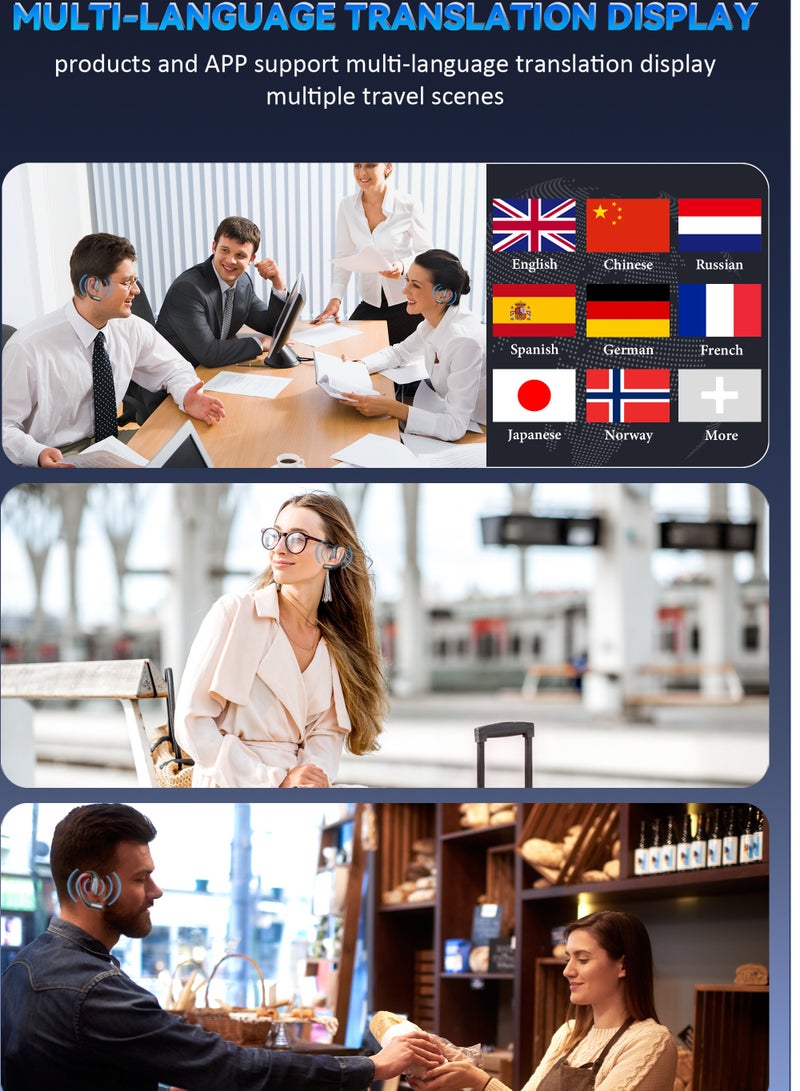 AI Translator Earbuds Real-time: 3 in 1 Translator Earbuds for iOS and Android, Supports 144 Languages, with 60 Hours Battery Translator Earbuds for Travel Business Meeting and Study - Image 4