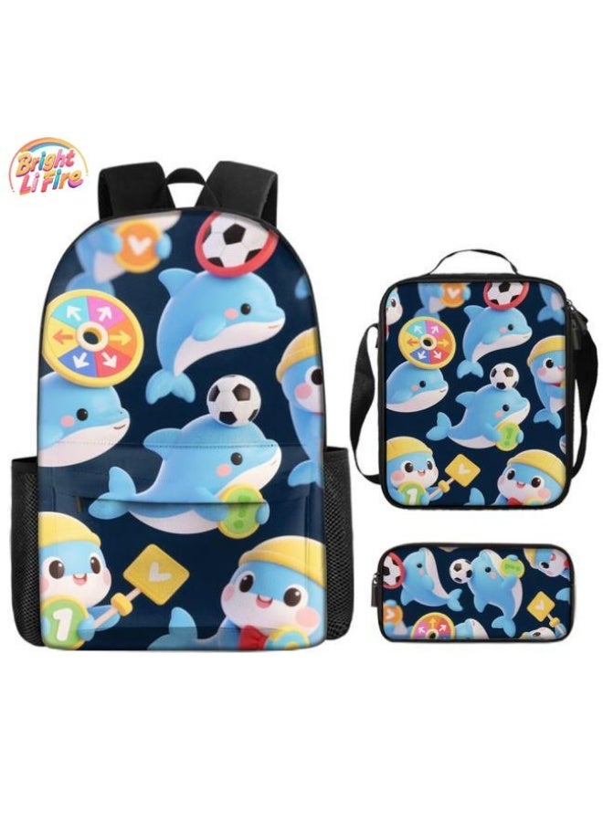 Bright Li Fire Fashion is unlimited! Cartoon bag three-piece set, suitable for a variety of scenes for students and teenagers (available for students, children, friends on outings, mountain climbing, school, etc.) - 6 - Image 1