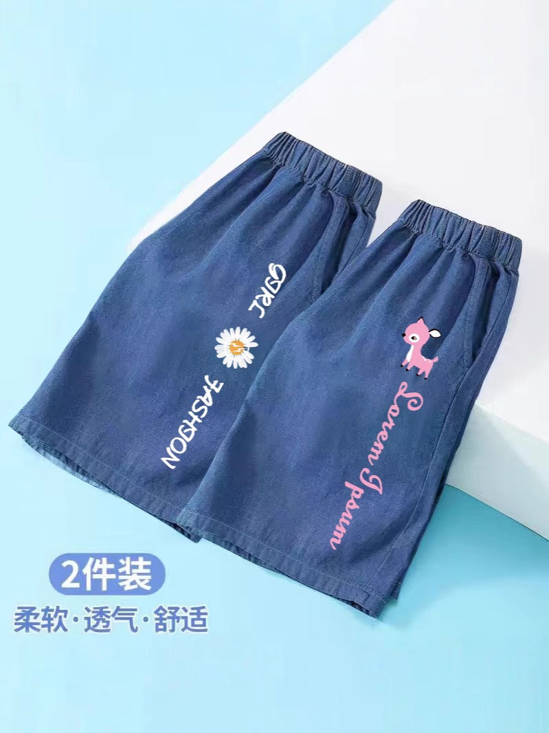 Girls' Summer Thin Ice Silk Denim Shorts Arrival Children'S Girl'S Western Style All-Match Outer Wear Children'S Wear Pants - Image 5