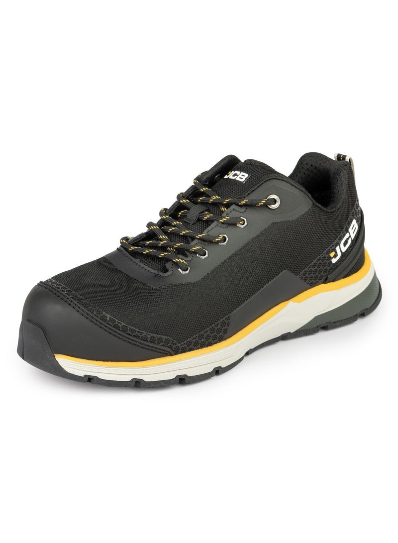 JCB Lace-Up Safety Sneaker – Alloy Toe, Waterproof, Puncture Resistant, Anti-Static, Oil & Slip Resistant | JCB-0015B – Black/Yellow - Image 1